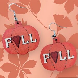 F❤️LL Pumpkin Wooden Drop Earrings